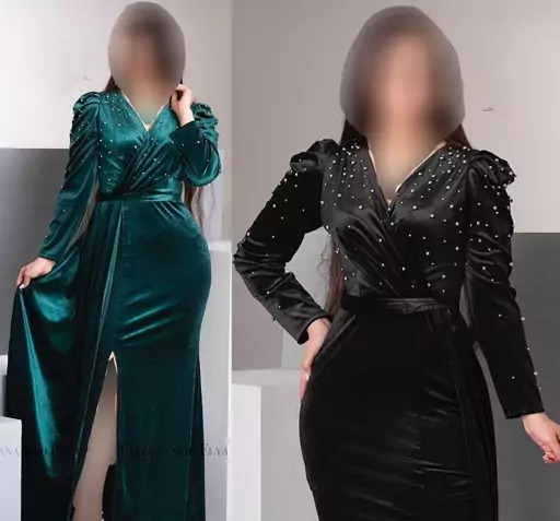 عکس مدل لباس مجلسی پوشیده استین بلند