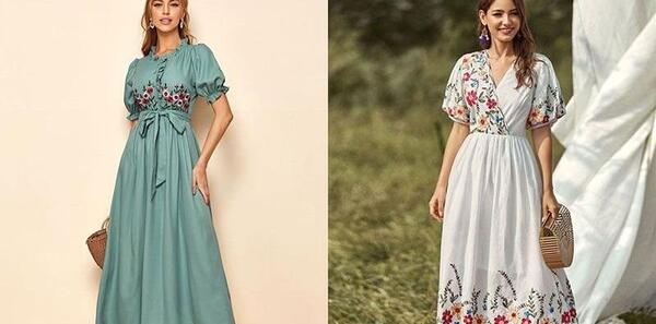 عکس مدل لباس مجلسی ساده و شیک زنانه نخی