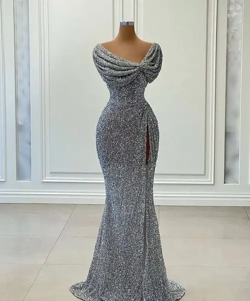 عکس لباس مجلسی زنانه مشکی نقره ای