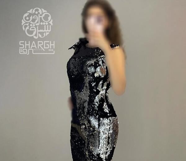 عکس لباس مجلسی زنانه مشکی نقره ای