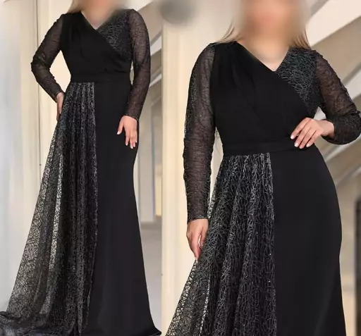 عکس لباس مجلسی زنانه مشکی نقره ای