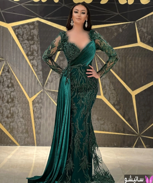 عکس جدیدترین مدل لباس مجلسی زنانه با گیپور
