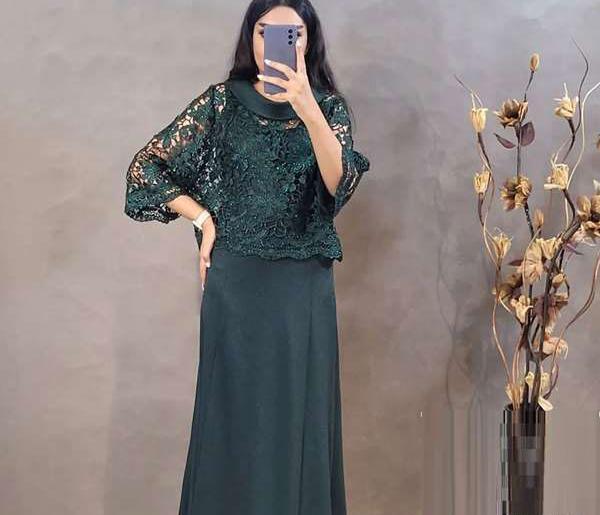 عکس مدل لباس مجلسی زنانه گیپور و حریر
