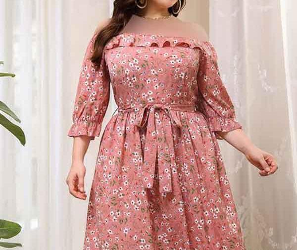 عکس مدل لباس مجلسی زنانه با پارچه گلدار