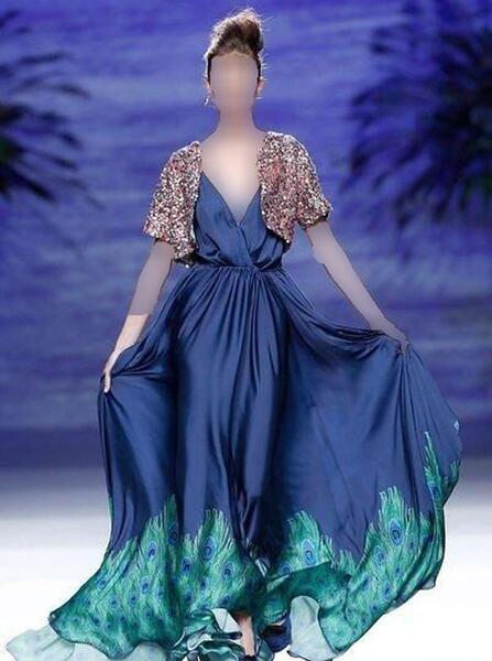 عکس مدل لباس مجلسی زنانه طاووسی