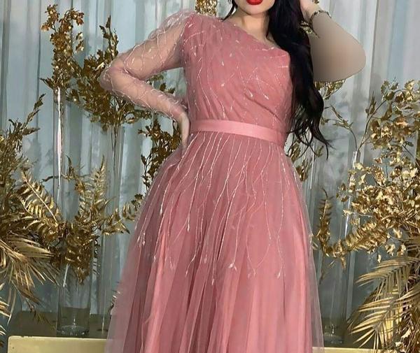 عکس لباس مجلسی بلند زنانه صورتی