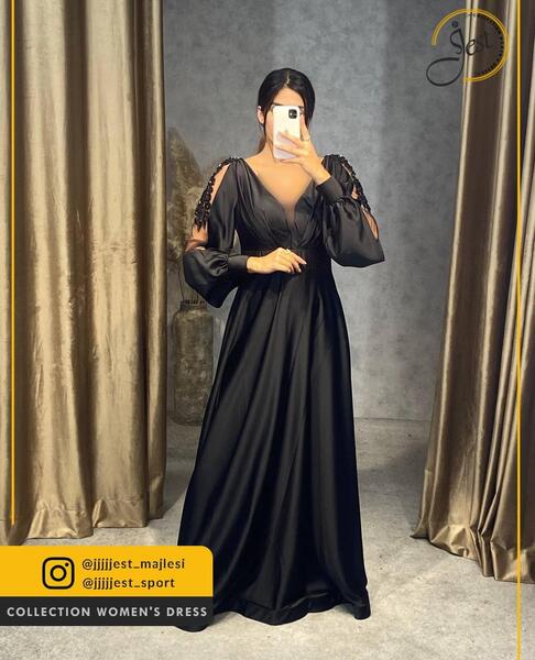 عکس لباس مجلسی زنانه بلند ساتن
