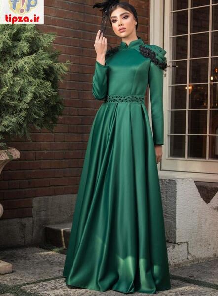 عکس لباس مجلسی زنانه بلند ساتن