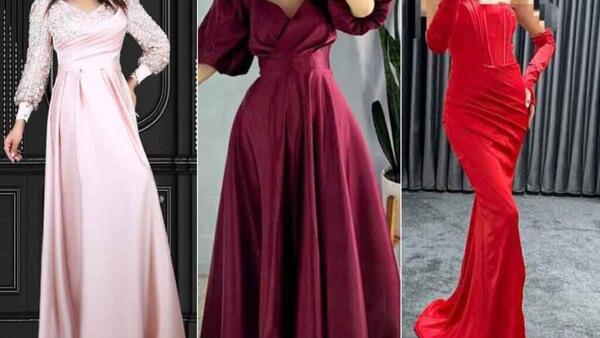 عکس لباس مجلسی زنانه بلند ساتن