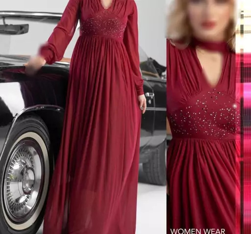 عکس لباس مجلسی زنانه رنگ زرشکی