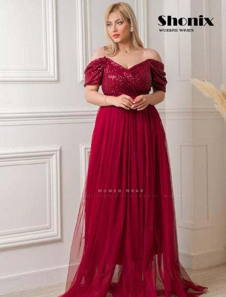 عکس مدل لباس مجلسی زنانه رنگ زرشکی