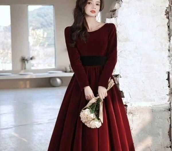 عکس مدل لباس مجلسی زنانه رنگ زرشکی