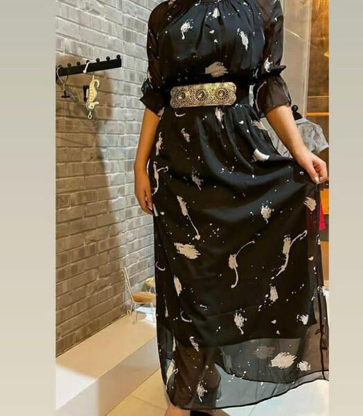 عکس لباس مجلسی حریر گلدار بلند زنانه