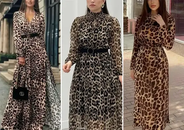 عکس مدل لباس مجلسی زنانه پارچه پلنگی