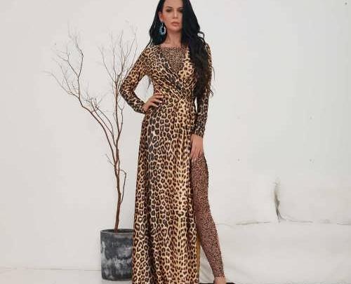 عکس مدل لباس مجلسی زنانه پارچه پلنگی