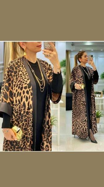 عکس مدل لباس مجلسی زنانه با پارچه پلنگی