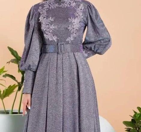 عکس لباس مجلسی زنانه بلند پارچه لمه