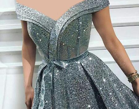 عکس لباس مجلسی زنانه بلند پارچه لمه