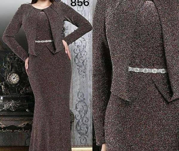 عکس لباس مجلسی زنانه بلند پارچه لمه