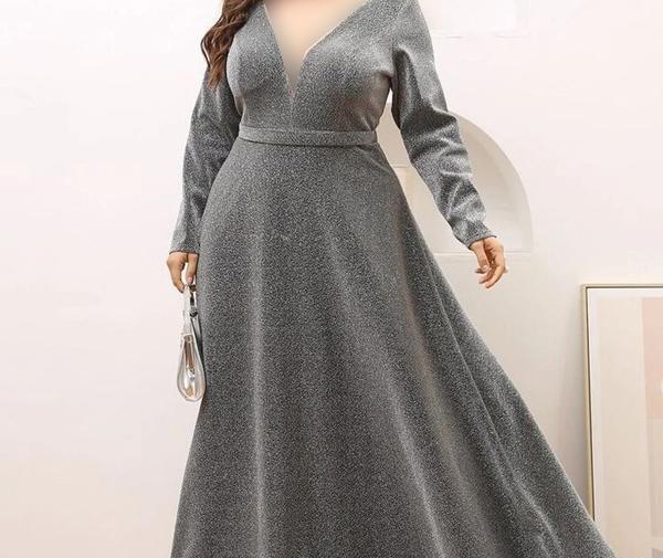 عکس لباس مجلسی زنانه بلند با پارچه لمه