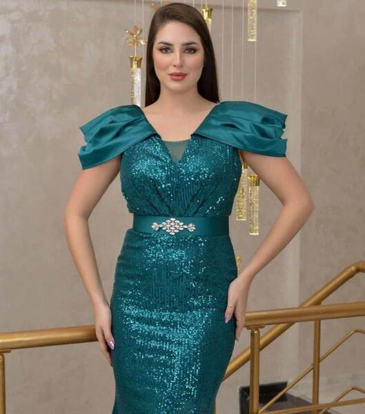 عکس لباس مجلسی زنانه سبز آبی
