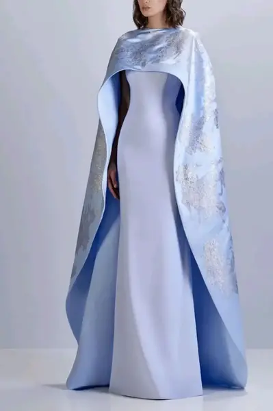 عکس لباس مجلسی زنانه رنگ آبی آسمانی