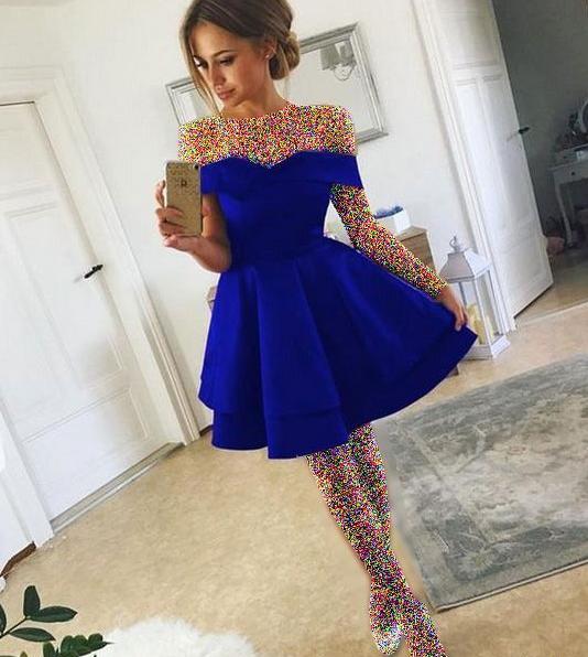 عکس لباس مجلسی زنانه رنگ ابی کاربنی