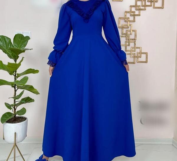 عکس لباس مجلسی زنانه رنگ ابی کاربنی