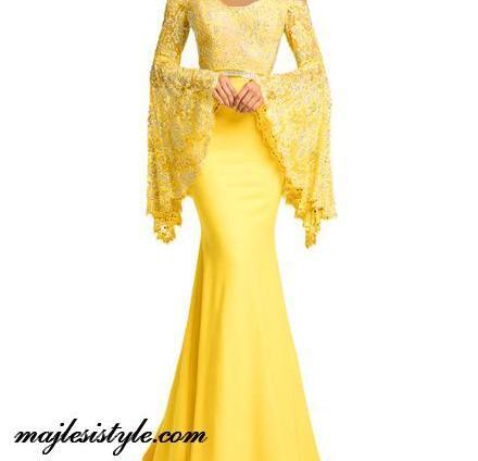عکس لباس مجلسی زنانه با استین کلوش