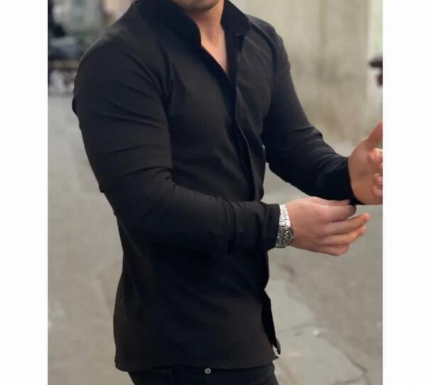 عکس خرید پیراهن مشکی مجلسی مردانه
