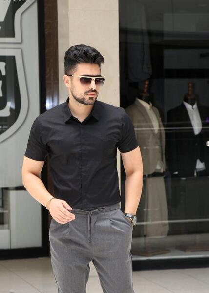عکس خرید پیراهن مشکی مجلسی مردانه