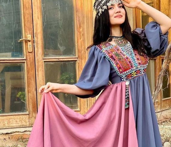 عکس مدل لباس مجلسی بلند افغانی