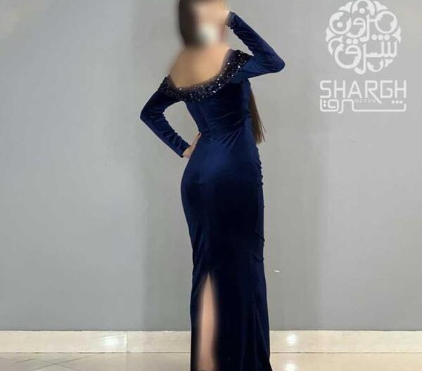 عکس مدل لباس مجلسی بلند شیک یقه دلبری