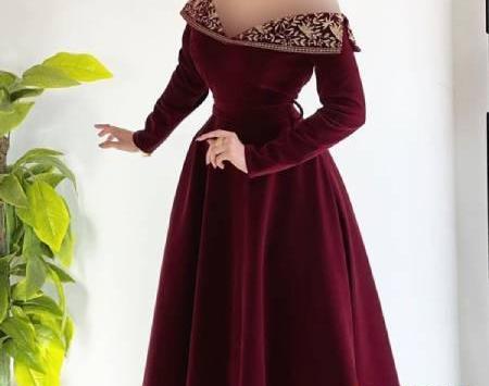 عکس مدل لباس مجلسی شیک یقه قایقی