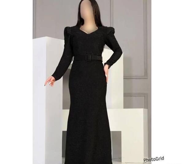 عکس لباس مجلسی بلند شیک با پارچه لمه
