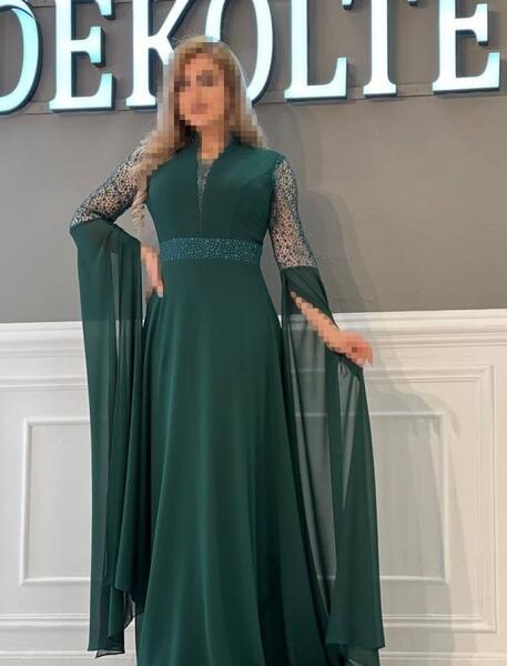 عکس لباس مجلسی حریر گلدار بلند شیک