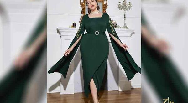 عکس مدل لباس مجلسی کوتاه ساده و شیک برای افراد چاق