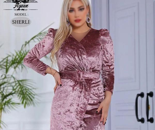عکس مدل لباس مجلسی زنانه شیک طرح مخمل