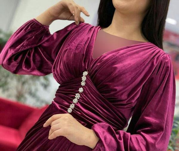 عکس مدل لباس مجلسی زنانه شیک طرح مخمل