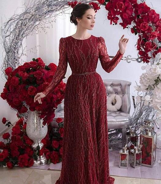 عکس لباس مجلسی آستین دار شیک