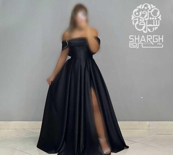 عکس لباس مجلسی ساتن مشکی بلند دخترانه
