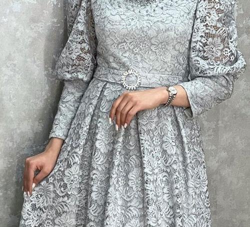 عکس مدل لباس مجلسی دخترانه گیپور کوتاه