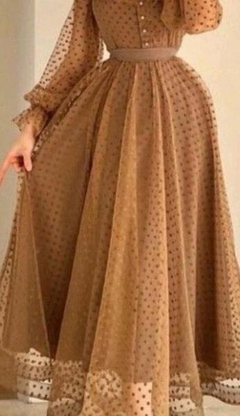 عکس لباس مجلسی دخترانه با پارچه طرح دار