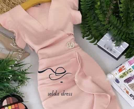 عکس لباس مجلسی دخترانه صورتی کوتاه