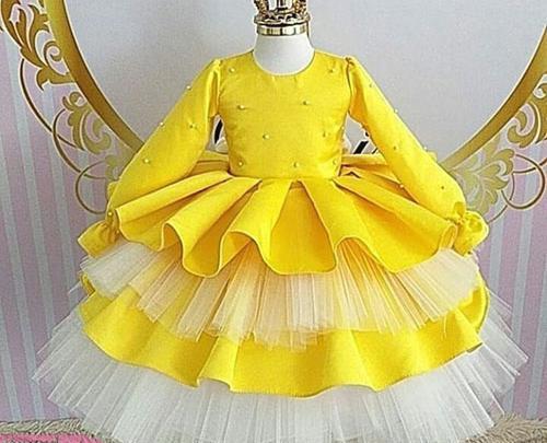 عکس مدل لباس مجلسی دخترانه زرد