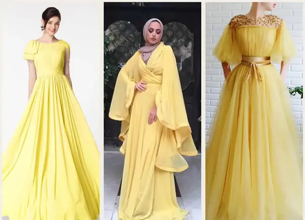 عکس مدل لباس مجلسی دخترانه رنگ زرد