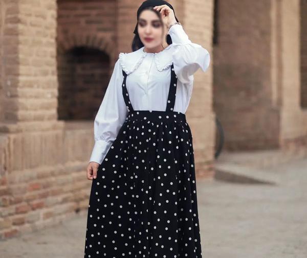 عکس لباس مجلسی دخترانه با پارچه خال خالی