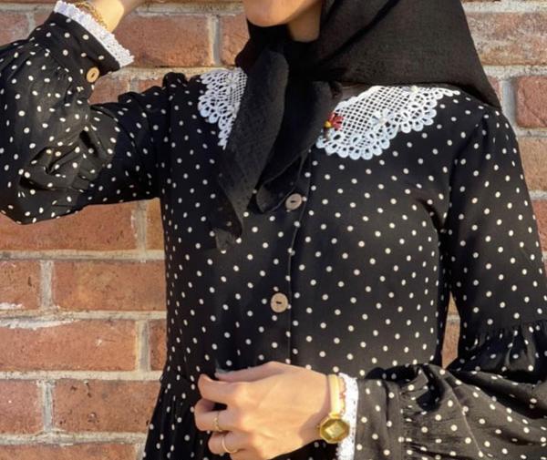 عکس لباس مجلسی دخترانه با پارچه خال خالی