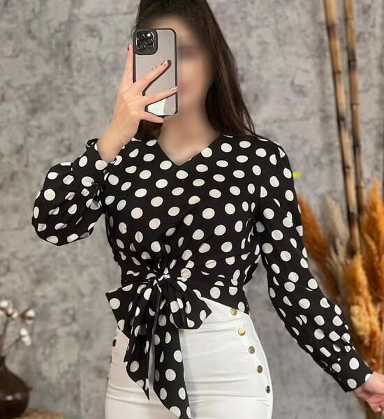 عکس لباس مجلسی دخترانه با پارچه خال خالی