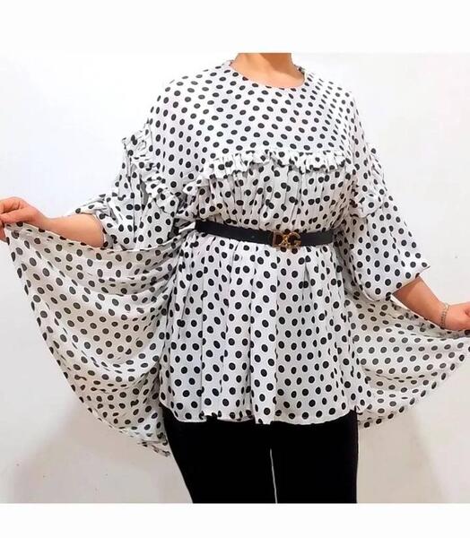 عکس لباس مجلسی دخترانه با پارچه خال خالی